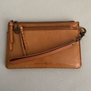 Lucky Brand Brown Leather Wristlet